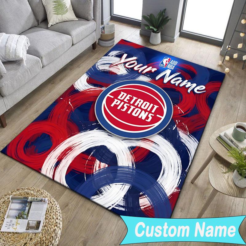 Custom NameDetroit Basketball Art Carpet, Indoor Rug, Chair Rug, Living Rooms, Doormat Made From Polyester Home Decor Birthday Christmas Gifts