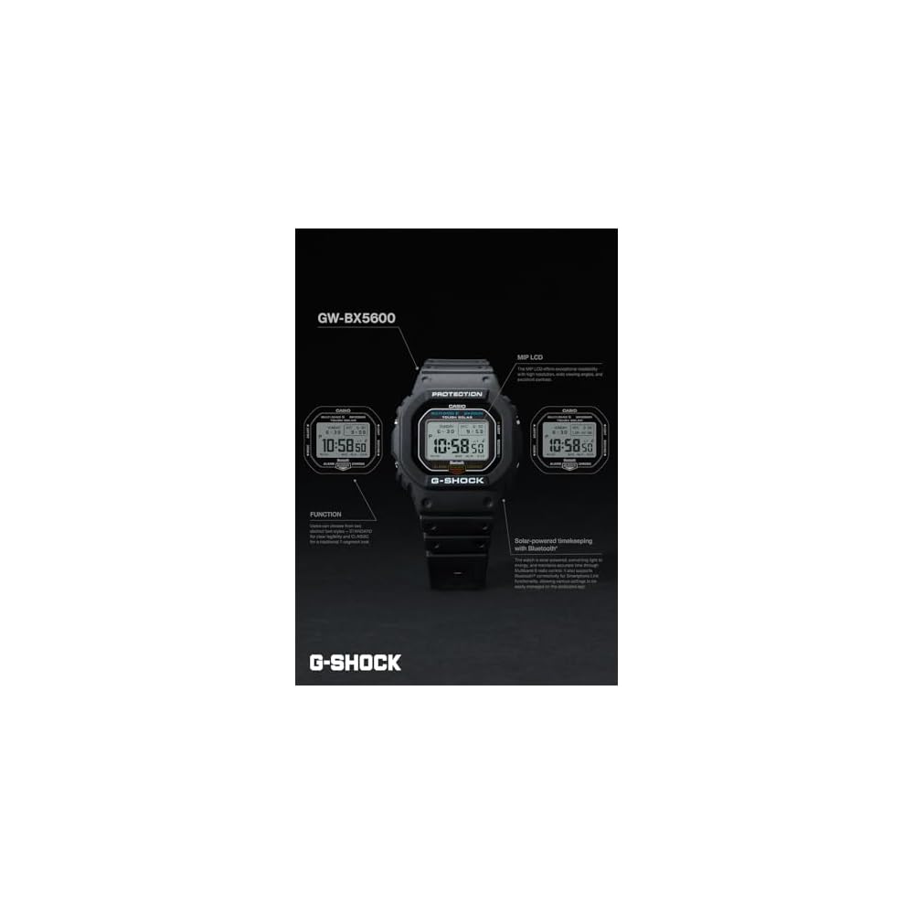 Casio G-Shock GW-BX5600-1A1JF Men's All Black Bluetooth Solar Watch with MIP LCD and Eco-Friendly Materials