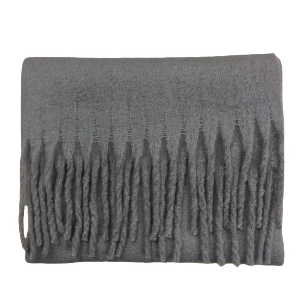 Solid Color Mohair Loop Yarn Scarf Women's Autumn and Winter New High-end Versatile Warm Scarf Shawl Dual-purpose