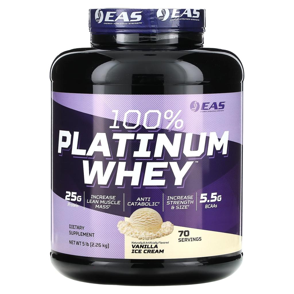 EAS 100% Platinum Whey, Vanilla Ice Cream, 5 Lb (2.26 Kg)