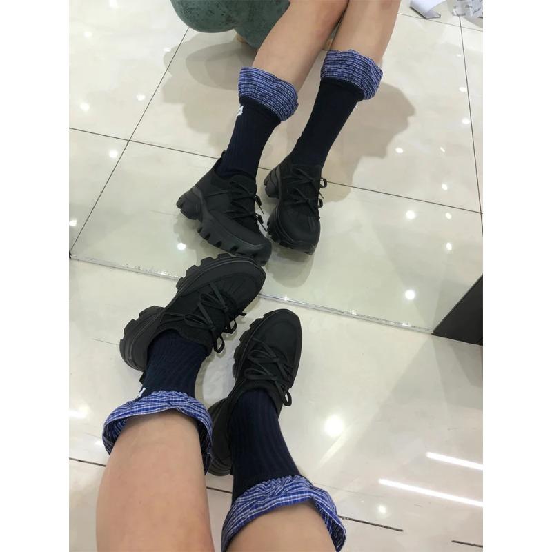 Модная кожаная версия Натуральная кожа Балетки Thi Bot Папины кроссовки Женские Узел Повседневная спортивная обувь Уличная Sle Круглый носок