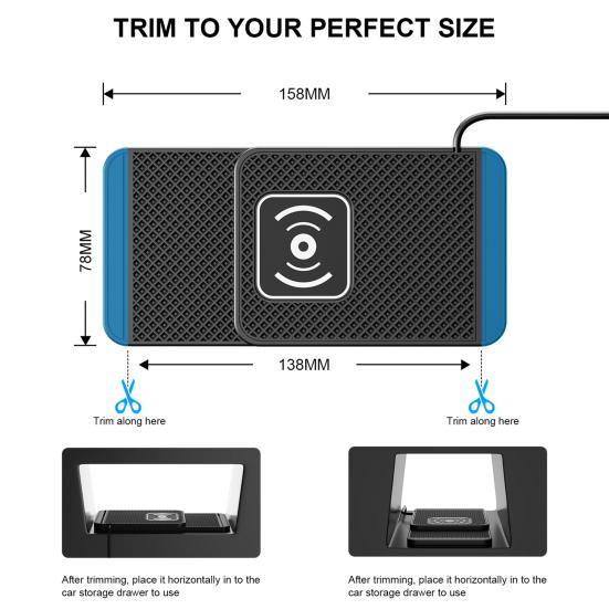 20W Phone Cordless Charging Mat Car Charger Overvoltage Protection Universal Intelligent Fast Wireless Phone Charger