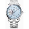 RK-AT0019L (Contemporary Semi-Skeleton Moving Blue Men's Metal Limited) Round Watch Silver
