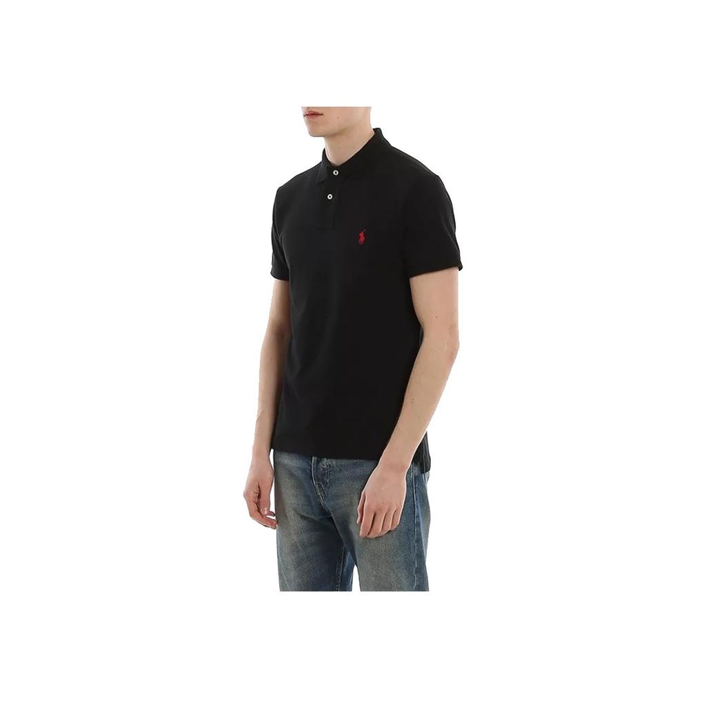 Polo Ralph Lauren однотонная вышитая рубашка-поло с коротким рукавом, мужские топы, черный цвет 710707434004