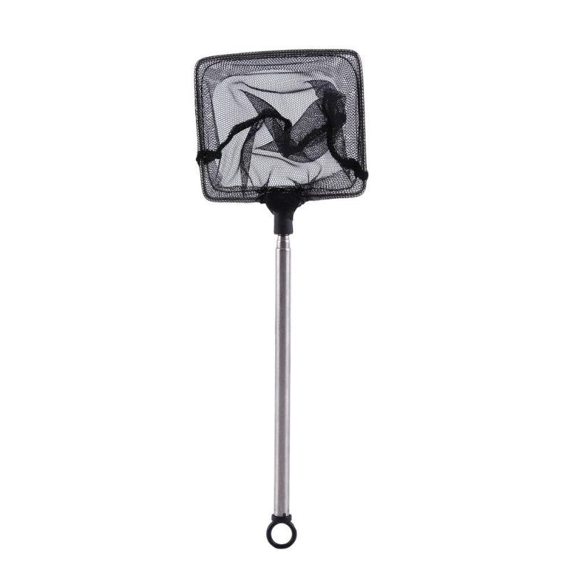 Практичная квадратная рыболовная сеть для аквариума QQs с телескопической ручкой из нержавеющей стали, сетка для рыбной ловли