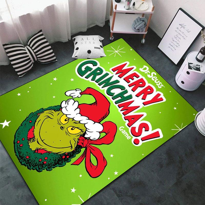 Christmas Grinch Cartoon Carpets and Rug 3D Printing Carpet Floor Mat Living Room Bedroom Large Area Soft Carpet(JM010)