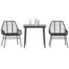VidaXL 3-piece Garden Dining Set Black Resin Wicker Glass, Outdoor Dining Set, Dining Furniture of 3334436