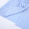 Women S Blue Ruffled Long Sleeve Office Shirt