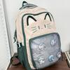 Large Capacity Cartoon Ita Bag Embroidery Student School Bag Transparent Pocket Itabag  Woman