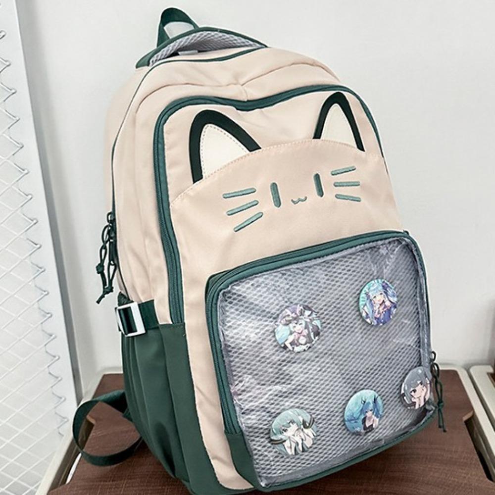 Large Capacity Cartoon Ita Bag Embroidery Student School Bag Transparent Pocket Itabag  Woman