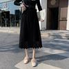 Двойная кружевная юбка средней длины для женщин на осень и зиму, однотонная в сочетании со свитером для высокой юбки А-силуэта, женские топы