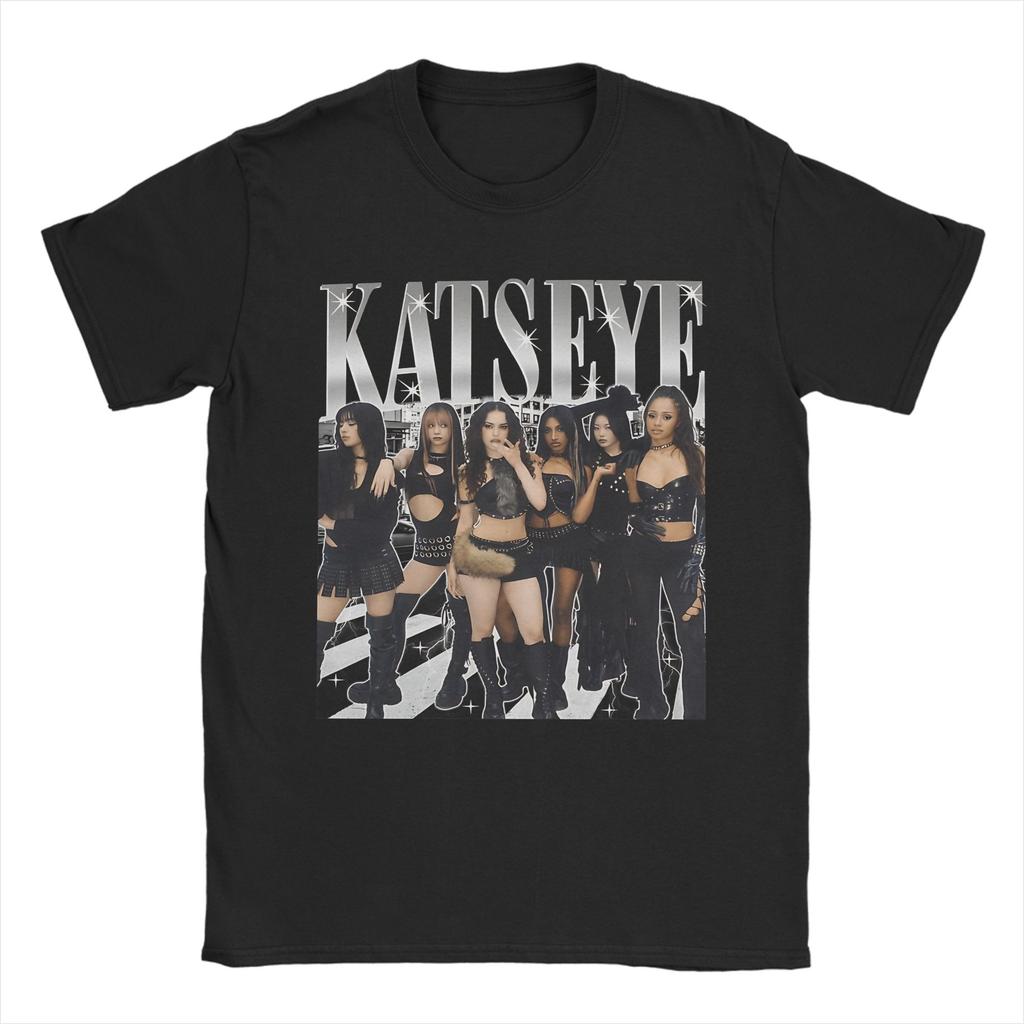 Novelty Katseye Kpop Idol TShirts Unisex Unisex Crew Neck Cotton T Shirt Beautiful Chaos Album Short Sleeve Tees Gift Idea Tops
