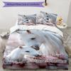 3PC Custom Name White Horse Family Bedding Set Printed Bedding Set Duvet Cover Closure Includes 1 Duvet Cover & 2 Pillowcases for All Seasons Bedroom