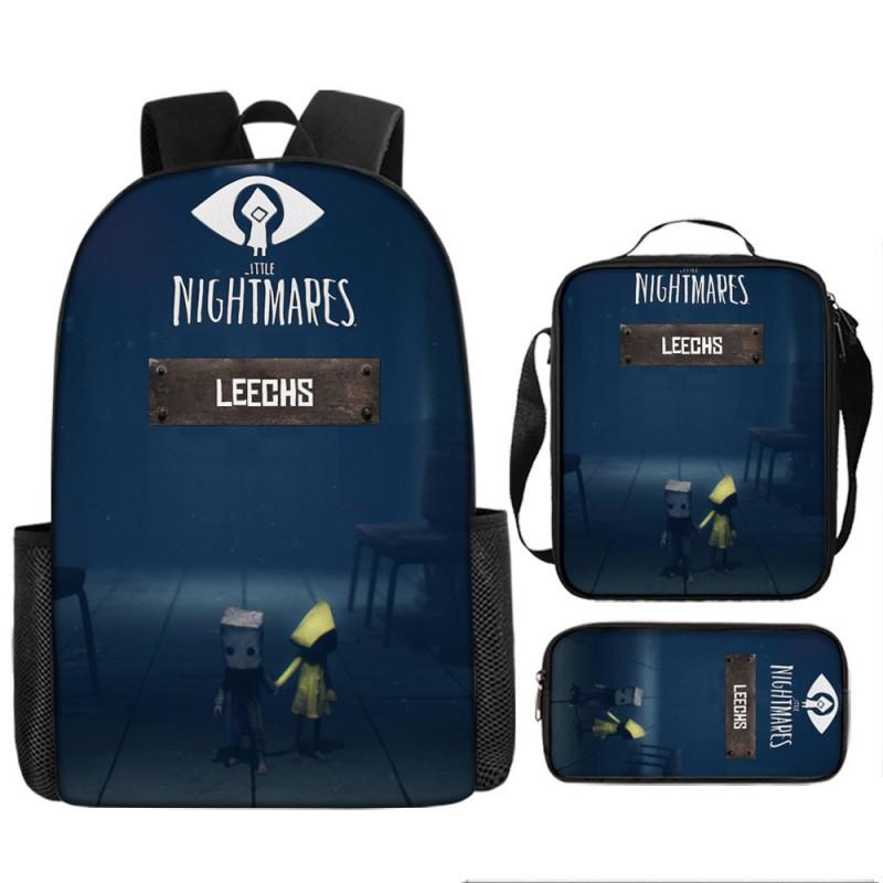 Little Nightmares Anime School Backpack Set Kids - 17 Inch Oxford Fabric Dual-Strap Bag With Crossbody Pouch Pencil Case