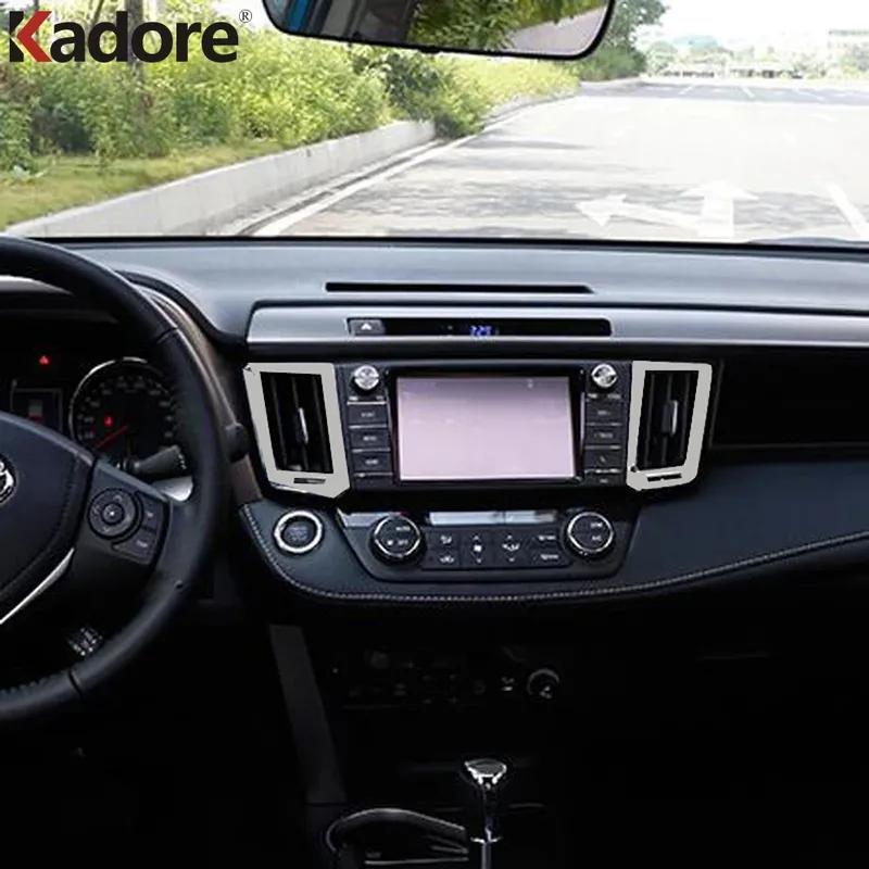 Для Toyota RAV4 RAV 4 2016 2017 2018 Матовая Накладка на Центральный Передний Вентиляционный Отвод Кондиционера Салонные Молдинги Аксессуары