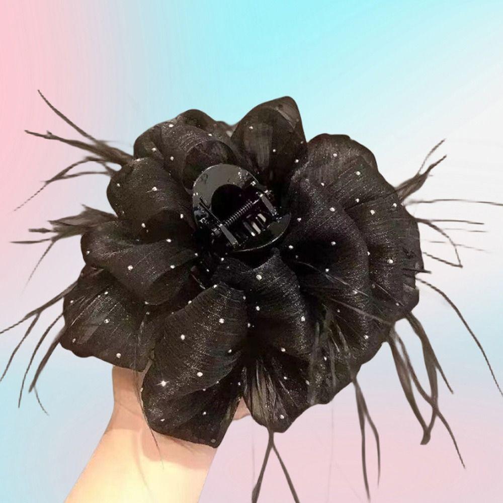 Кисточка Захват Клип Звездное Небо Перо Пузырь Акула Клип Элегантный Головной Убор Женщины