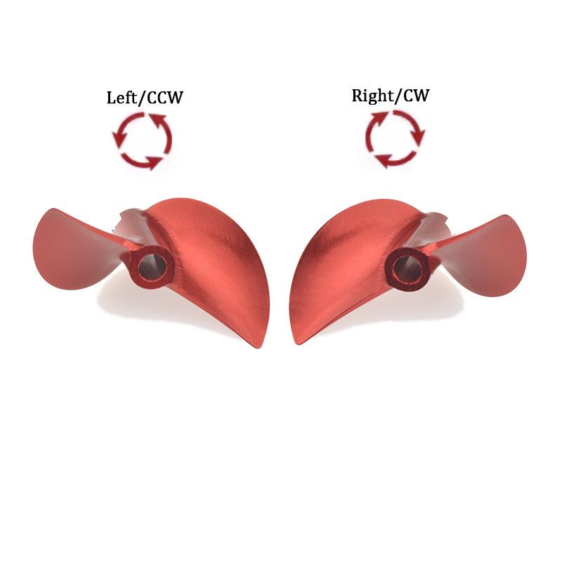 Red Aluminium 4.76mm 3/16'' Propeller CNC 4.76mm 2 Blades Screw Left/Right D38 to D50mm for RC Cat Boat Shrimp Boat