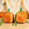 Luxury Velvet Gift Packaging Pumpkin Drawstring Bag, Halloween Plush Candy Pouch for Autumn Holiday Table Centerpiece Party, Reusable Goodie