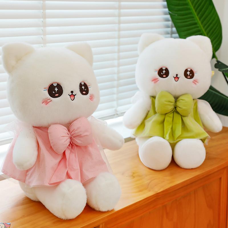 Plush Toy Cat Doll Bow Dress Kitty Stuffed Animal Cartoon Home Gift Ornament
