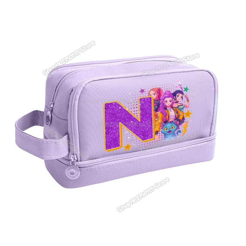 Kpop Demon Hunters Letter A-Z Pencil Bag Rumi Mira Zoey Girl Student Pencil Case High-capacity Stationery Pouch School Supplies
