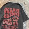 Ocean Beach Wild Wave 1971 Surf Memories California Men Tops Oversized Tee Clothing Summer Cotton Loose Tshirts Casual T Shirt