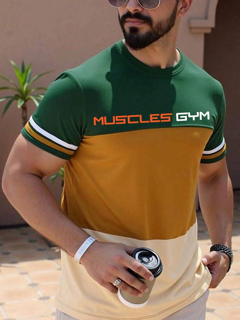 Мужская футболка с 3D-принтом букв, летняя, для улицы, повседневная, спортивная, быстросохнущий топ с коротким рукавом, больших размеров, мужская одежда