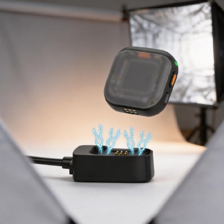 Portable Microphone Transmitter Charging Base with 6 Contact Pins and Side Input for Mic Mini 2/Mic3 Units, Fit for Daily Storage, Travel Bags, and