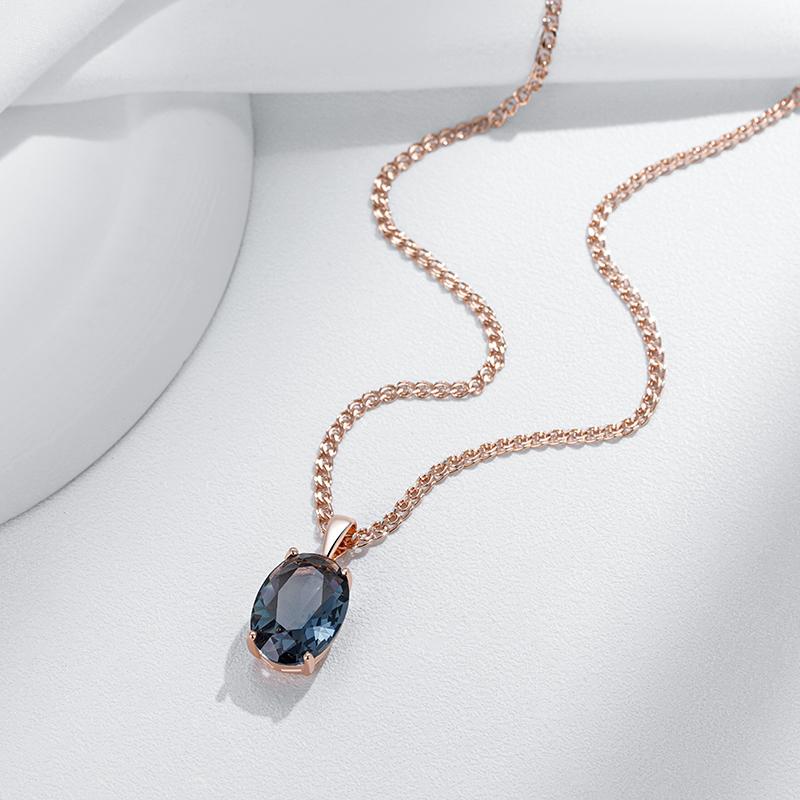 Овальное серое хрустальное колье-подвеска для женщин, цвет розового золота, с натуральным цирконом, высокое качество, повседневные изысканные украшения