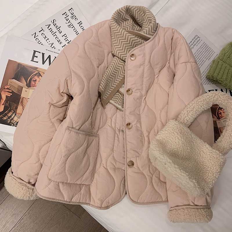 Пальто для женщин Хлопок Зимнее Утепленное Повседневное Оверсайз Двухслойная Ветровка