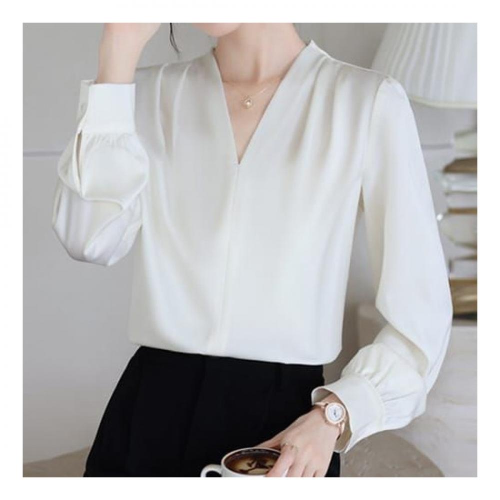 NaVaVa Women Solid V Neck Long sleeVe Blouse Nb2313