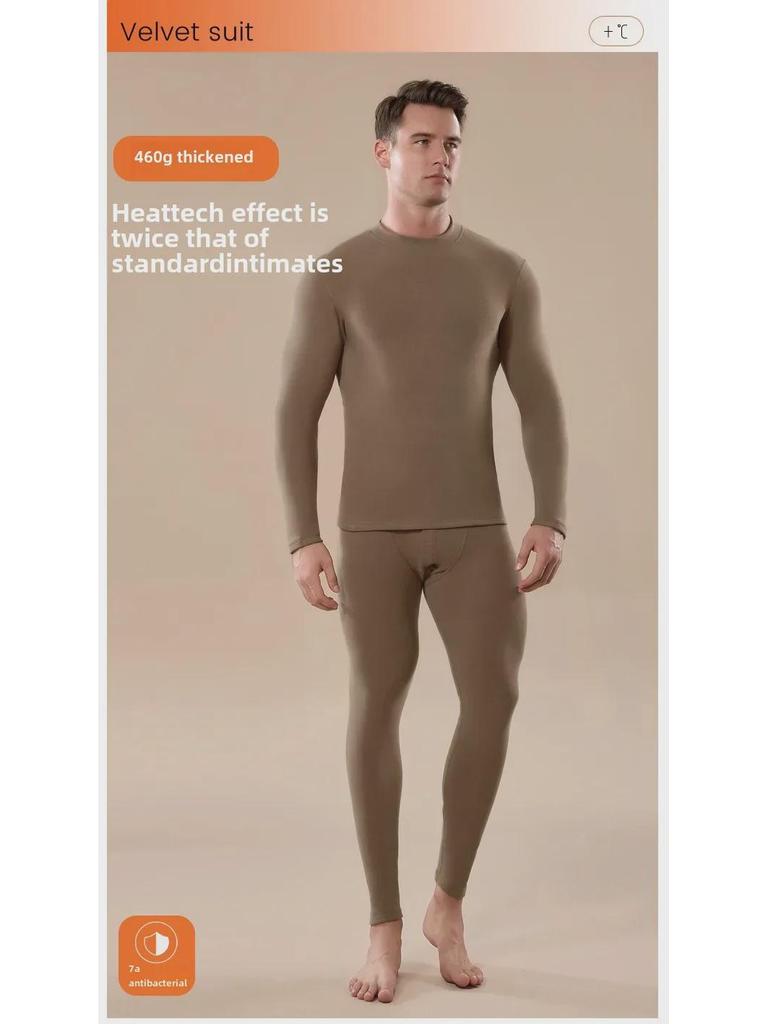 Мужской комплект термобелья из немецкого бархата — утепленный для осени/зимы с увлажняющей гиалуроновой кислотой, в комплект входит верх и низ.