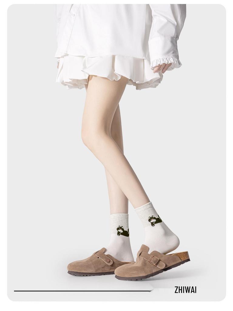 5 пар милых носков до середины икры с японским мультяшным котенком - Дышащие, универсального дизайна для женщин, идеально подходят для весны и осени