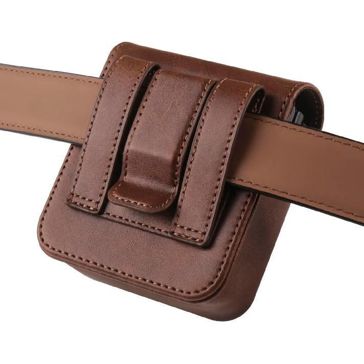 Поясная сумка из кожи для мужчин, совместимая с Samsung Galaxy Z Flip 6 5 4 3 2 1, кобура, чехол для переноски, магнитная застежка, поясная сумка, совместимая с