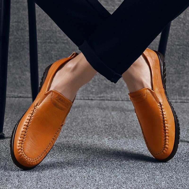 Мужская повседневная обувь Кожаная обувь ручной работы Мужские туфли большого размера для вождения
