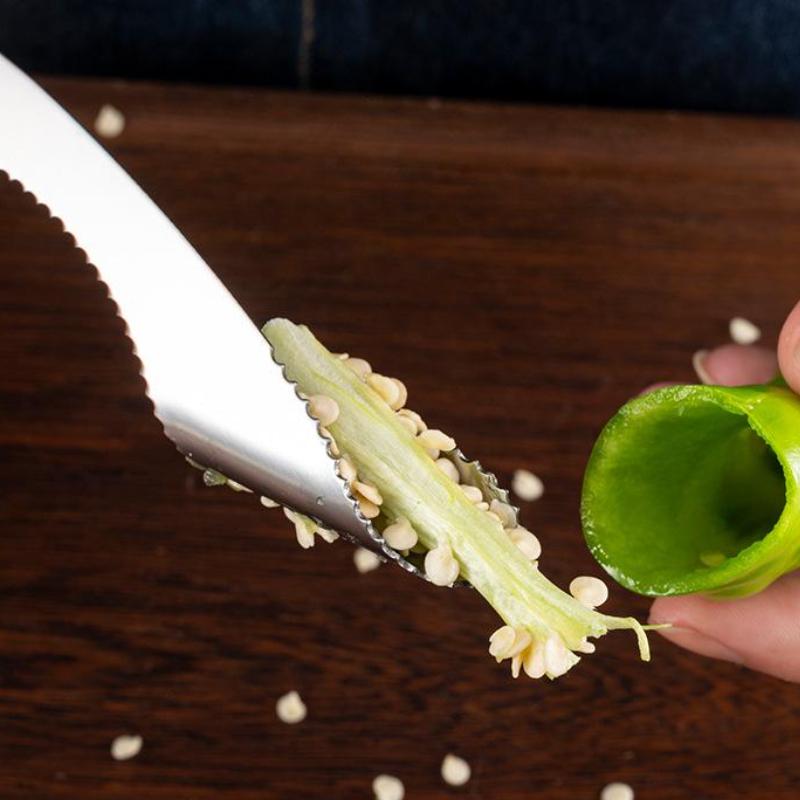 1 шт. креативная нарезка для перца, нержавеющая сталь, устройство для удаления семян перца, устройство для удаления сердцевины из помидоров, устройство для резки овощей и фруктов