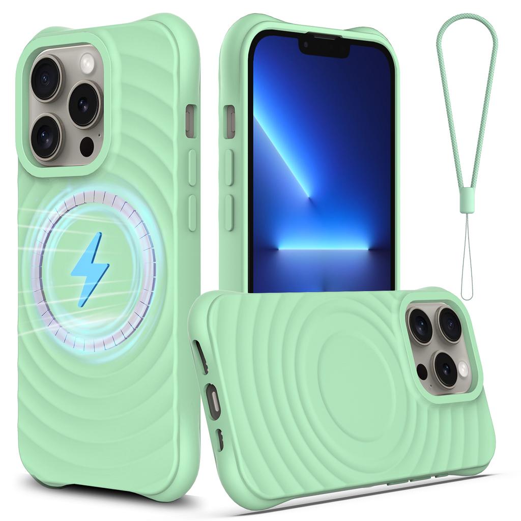 Для iPhone 13 Pro Max Магнитный чехол Текстурированный чехол из жидкого силикона для телефона с ремешком