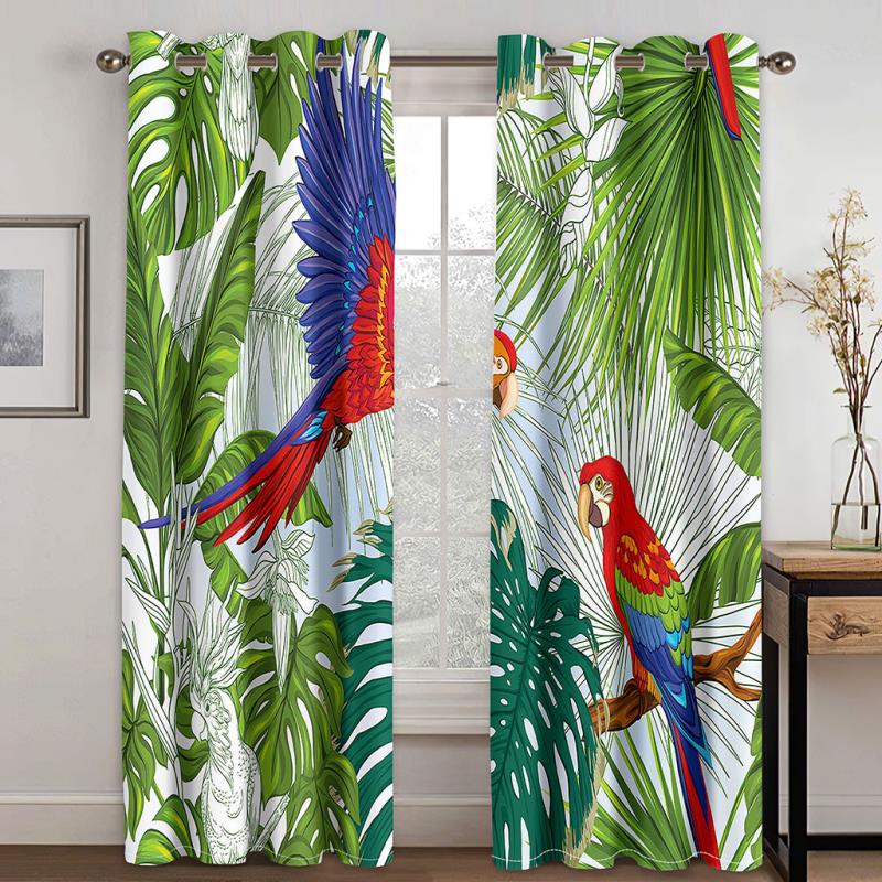 Цветной попугай тропическое растение банановый лист 2 шт. светофильтрующая занавеска для гостиной спальни оконная драпировка
