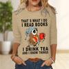 Tops For Women Tea Owl Print Round Neck Long Sleeve T-shirt Fall Casual Slim Pullover Women's Long Sleeve Top
