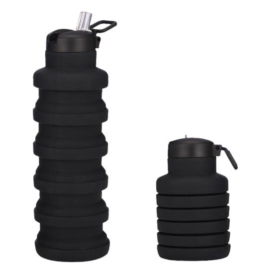 500ML Collapsible Silicone Water Bottle Leak Proof Twist Cap BPA Free Reusable Lightweight Foldable Sports Bottle for Hiking Travel