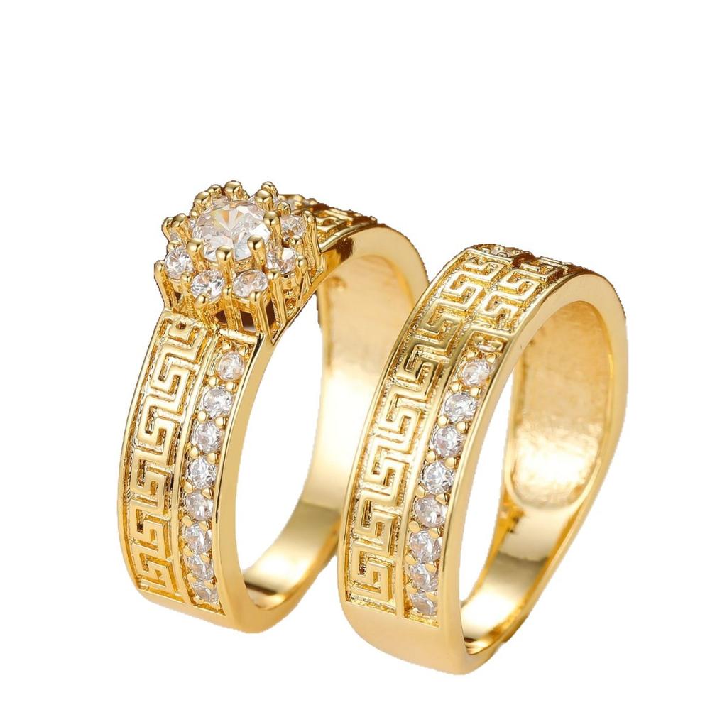 Vintage Chinese-style ring with a repeating pattern National Style Diamond Crown Women's Ring