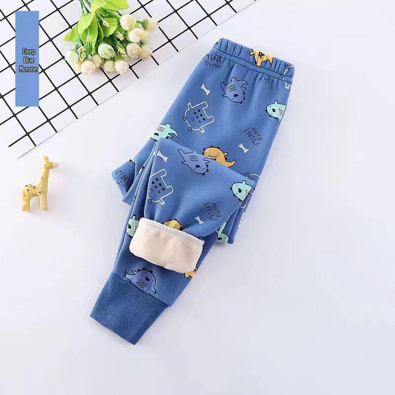 Kids' Fleece-Lined Winter Pants - Thick Base Layer for Boys & Girls, Cozy Sleepwear, Ankle-Cuff Design