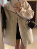 Autumn Winter Loose Elegant Woolen Coat Women French Horn Buckle Retro Wool Coat New Korean Fashion Design Casual Clothing