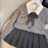 JK British College Style Girls' Pleated Skirt Uniform Set Spring and Autumn Children's Two-piece Set