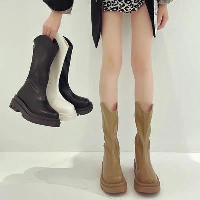 Женские полусапоги с круглым носком, новые на осень и зиму 2025 года, на плоской подошве, на толстой подошве, в британском стиле, ботинки Мартина, с задней молнией, удобные тонкие сапоги