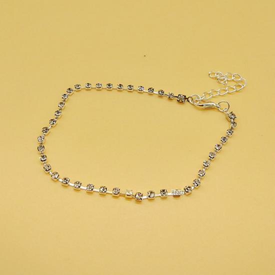 Trendy Summer Multi-Layer Metal & Bead Chain Anklet with Flash Diamonds