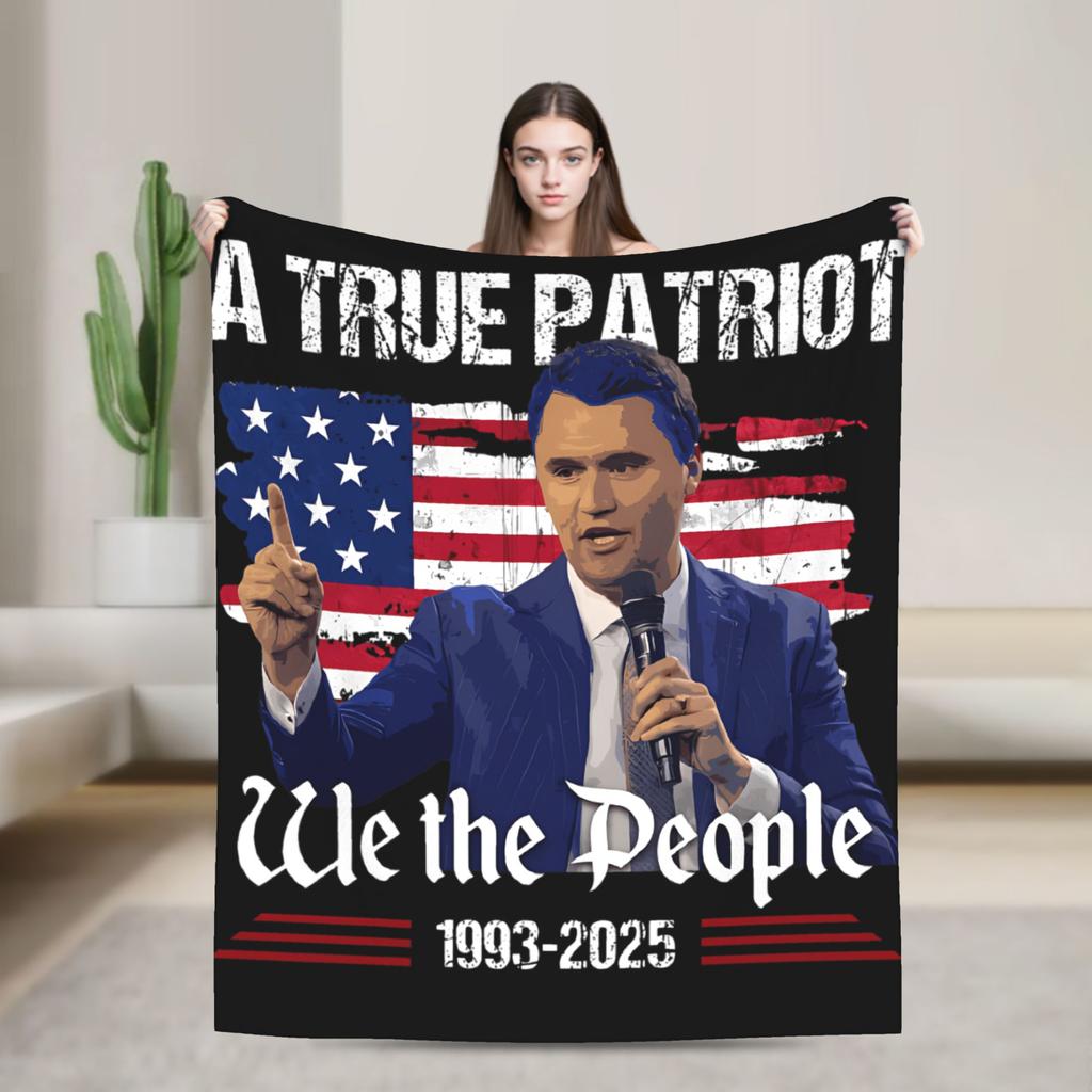 Charlie Kirk Death Blanket Freedom Super Soft Aesthetic Plush Throw Blanket For Children Living Room Flannel Bedspread Bed Cover