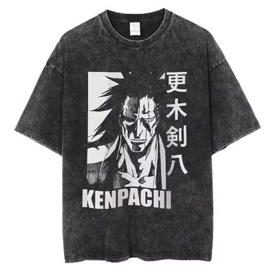 Японское аниме Bleach Зараки Кенпачи Футболка с графическим принтом Мужская Женская Футболки Манга Харадзюку Высококачественная Футболка из стиранного хлопка