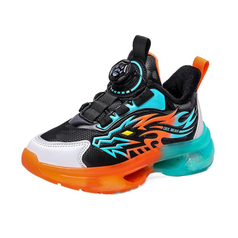 New Classmate Sports Shoes Velvet Cotton Shoes Two Cotton Children and Boys Running Shoes Rotating Winter Buttons