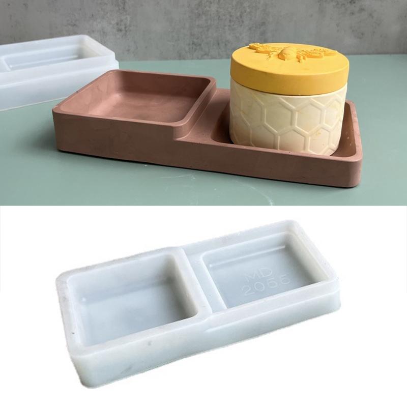 Форма для ящика для хранения Силиконовая форма для смолы DIY Кристальный клей Двойная квадратная форма для подноса для хранения для изготовления тарелки для хранения фруктов
