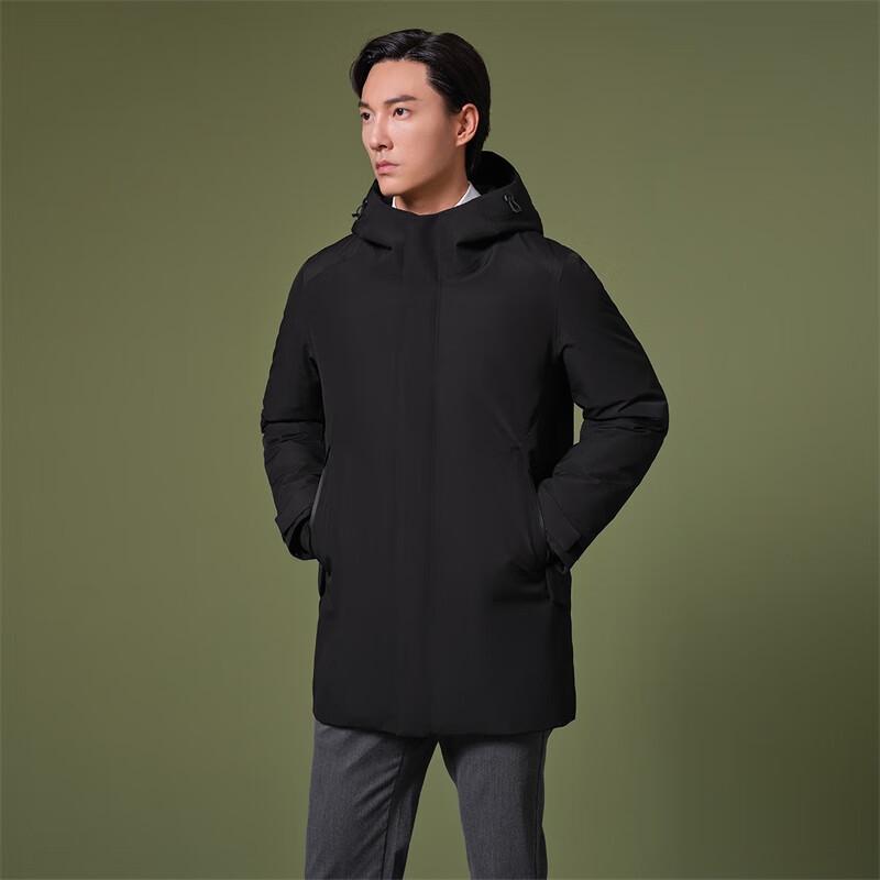 Tanboer Men's Business Goose Down Jacket with Detachable Hood & Liner TA232579